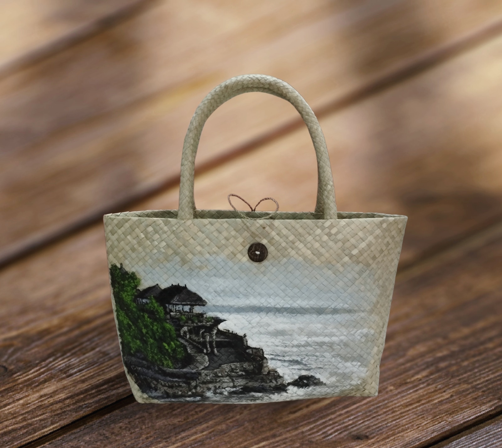 Nasrafa painted pandan bag