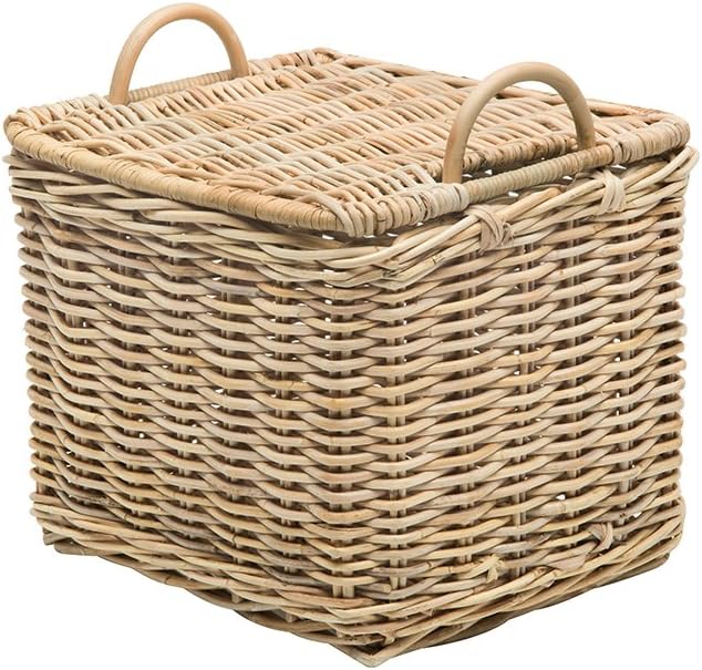 Rectangular Storage Basket with Rattan Core, Natural