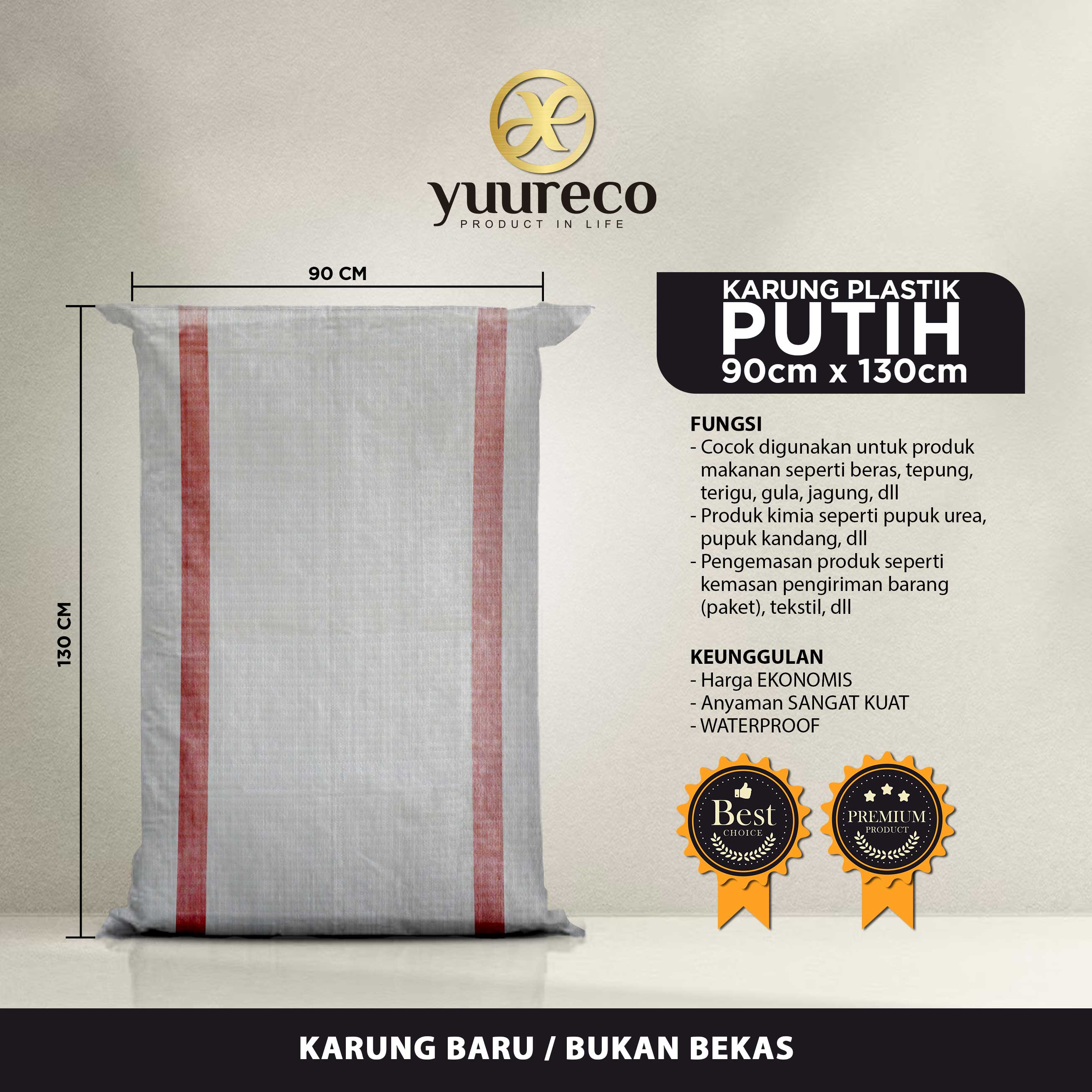 White Plastic sack 90 x 130 cm