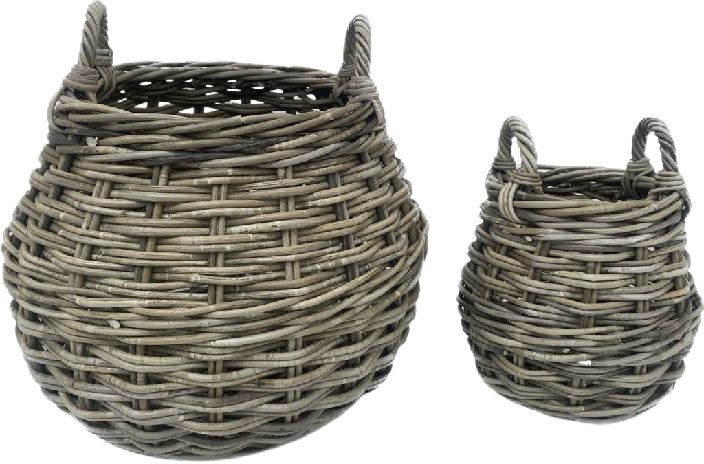 set of 2 half jawit gray planter basket