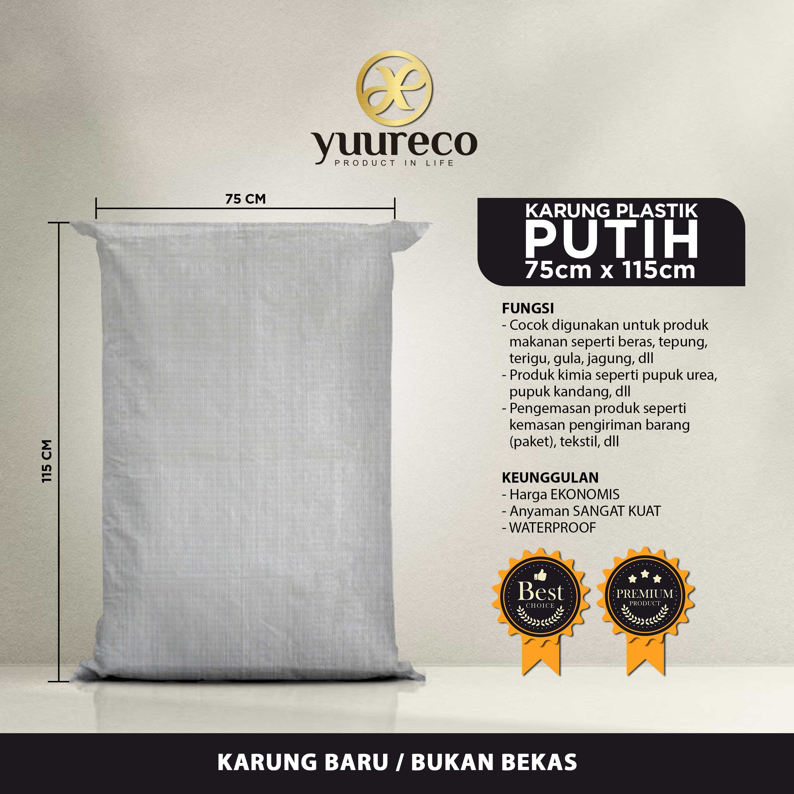 White Plastic Sack 75 x 115 cm