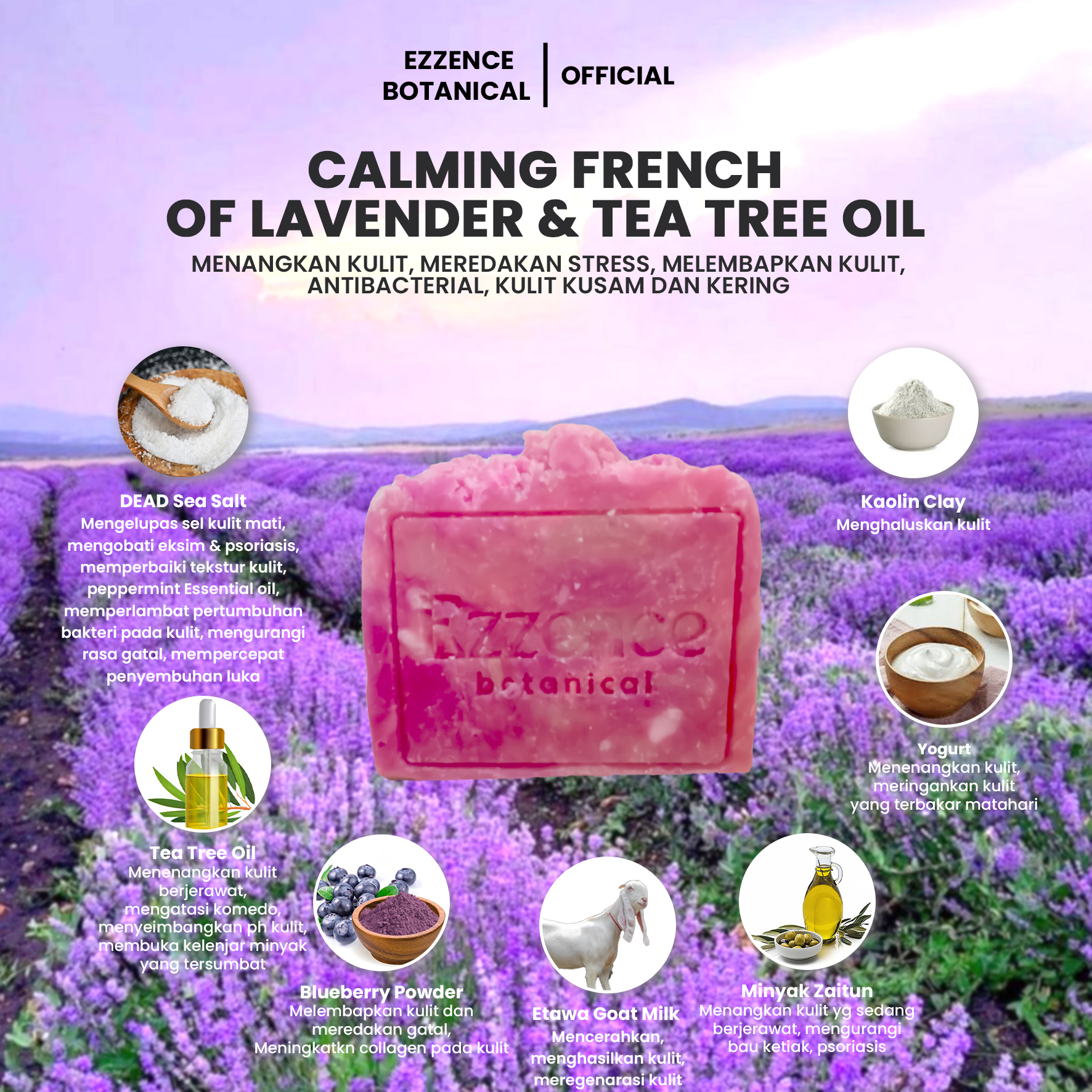 Bar Soap Natural Lavender Of French with tea tree oil | Inaexport