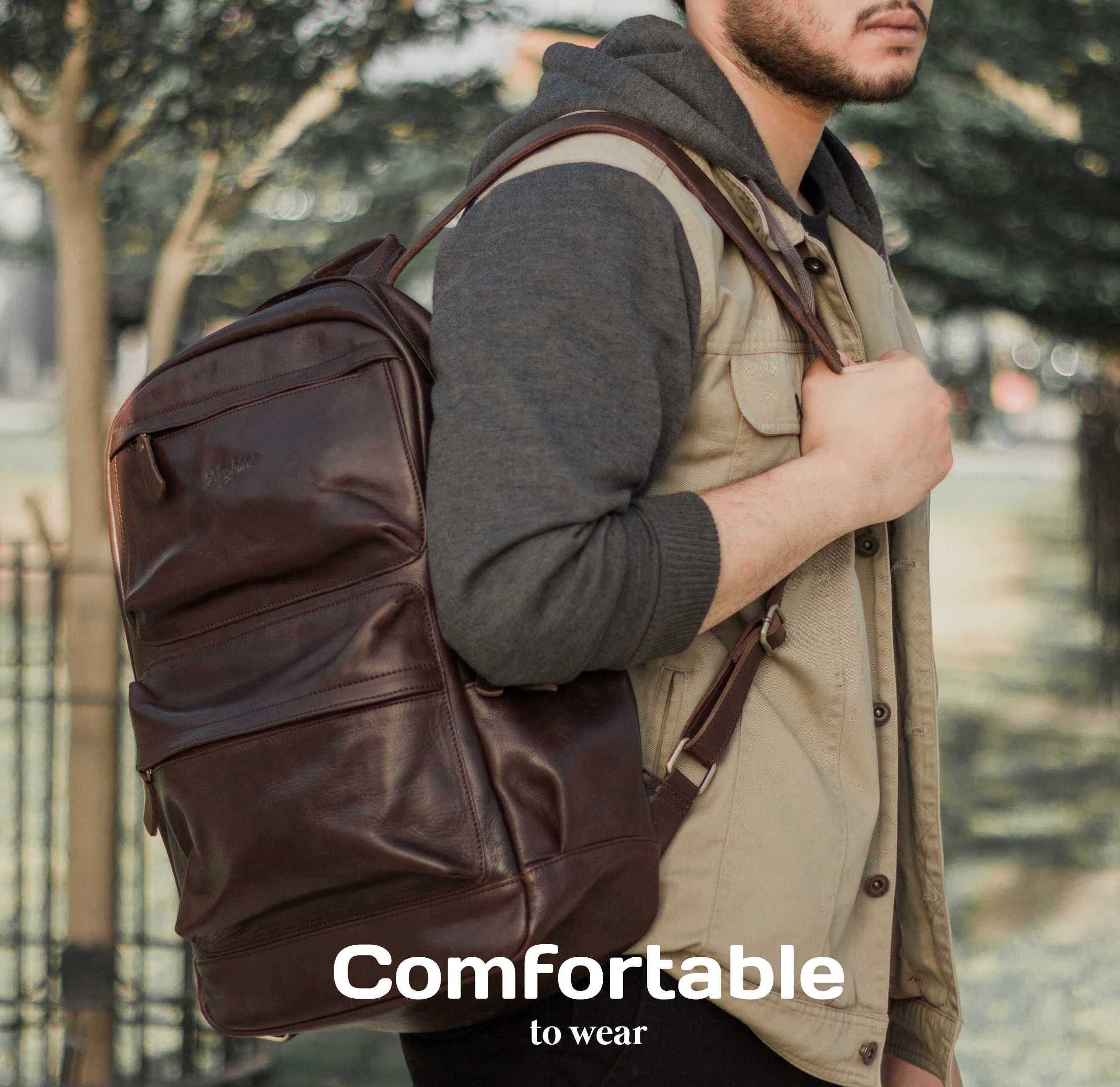 Luigi leather rucksack men and women 